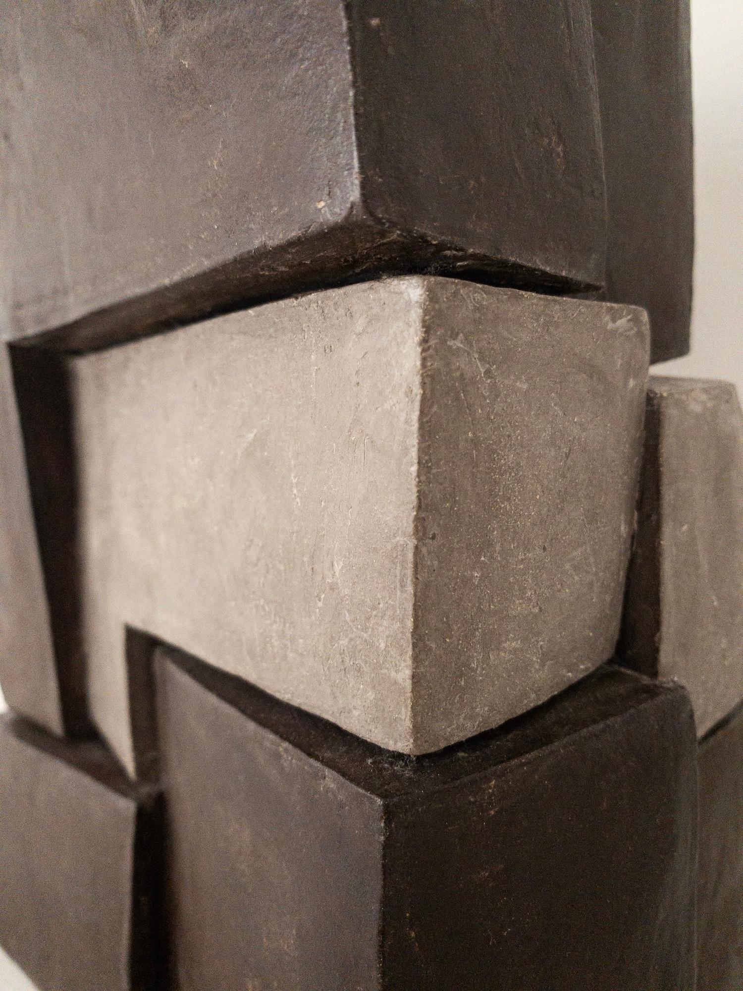 Unity II by Delphine Brabant - Abstract geometric sculpture, terracotta, brown For Sale 13
