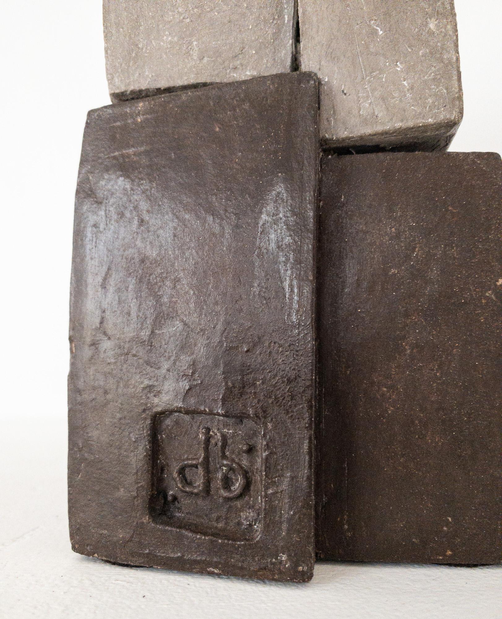 Unity II by Delphine Brabant - Abstract geometric sculpture, terracotta, brown For Sale 14