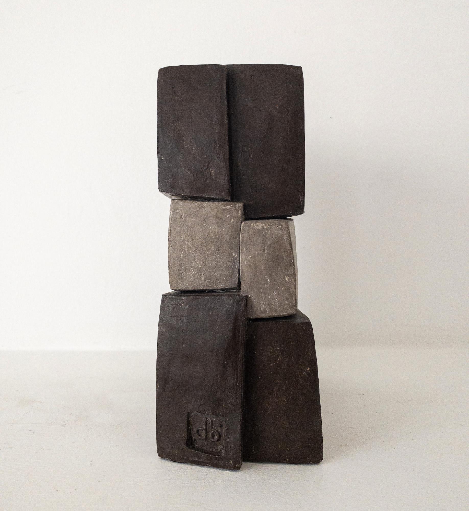 Unity II by Delphine Brabant - Abstract geometric sculpture, terracotta, brown For Sale 5