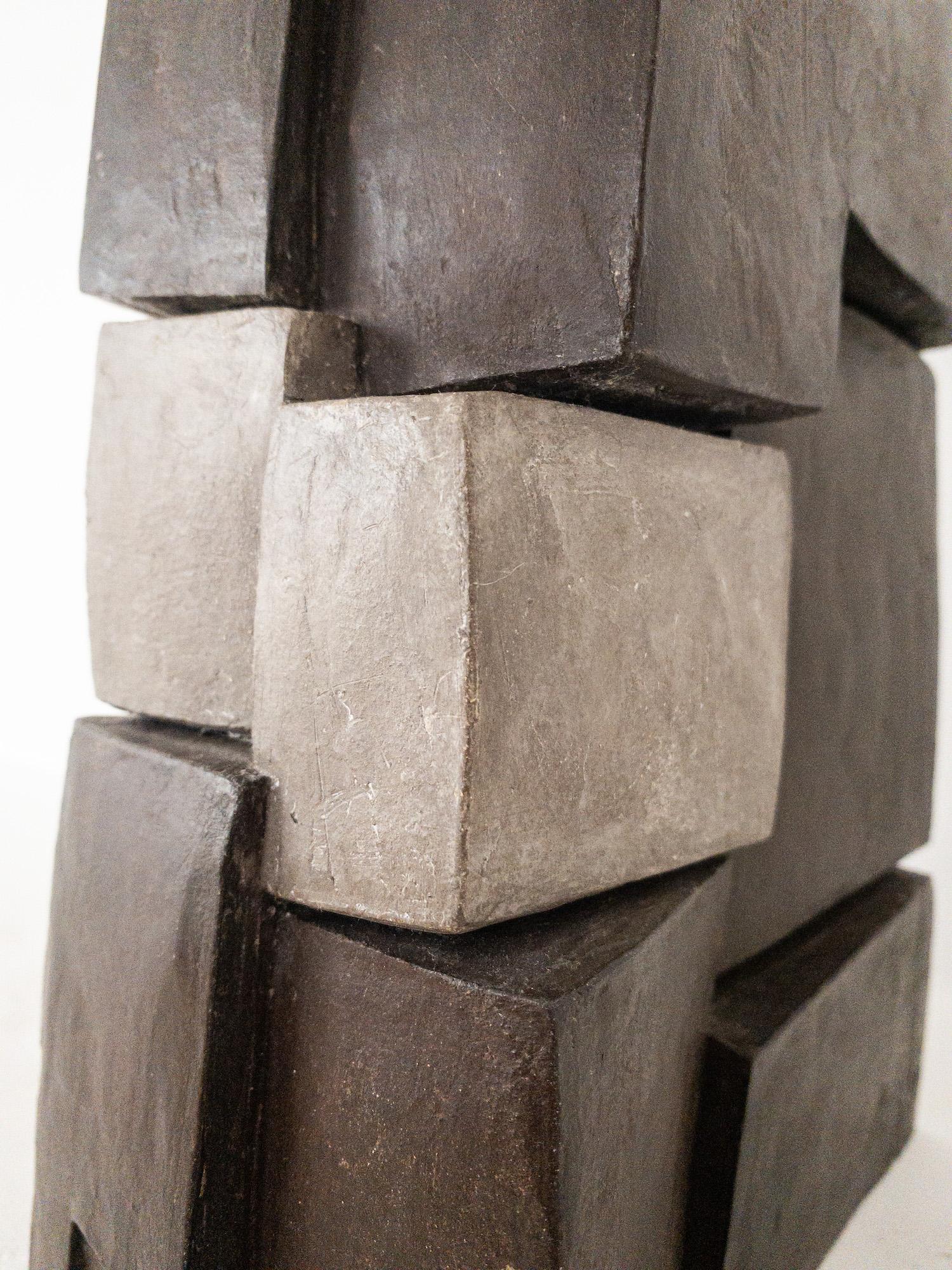 Unity II by Delphine Brabant - Abstract geometric sculpture, terracotta, brown For Sale 8
