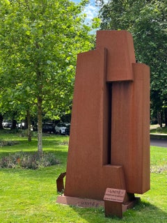 Sculpture abstraite Unity II de Delphine Brabant, acier Corten, monumental