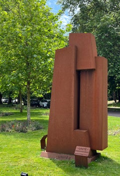 Unity II by Delphine Brabant - Abstract sculpture, corten steel, monumental