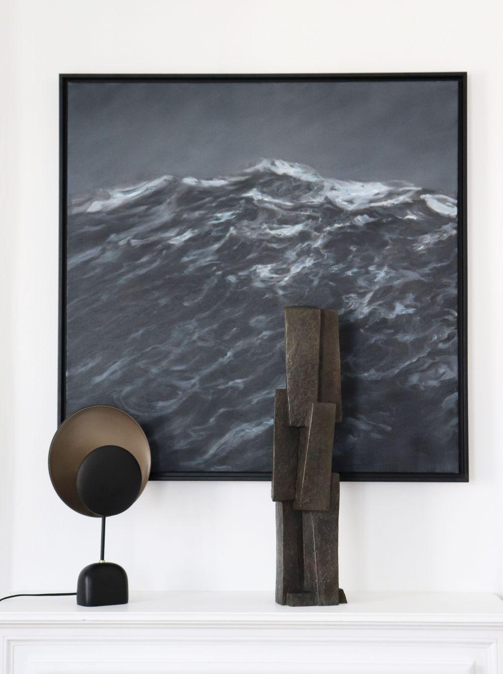 Unity III by Delphine Brabant - Abstract geometric bronze sculpture, balance For Sale 1