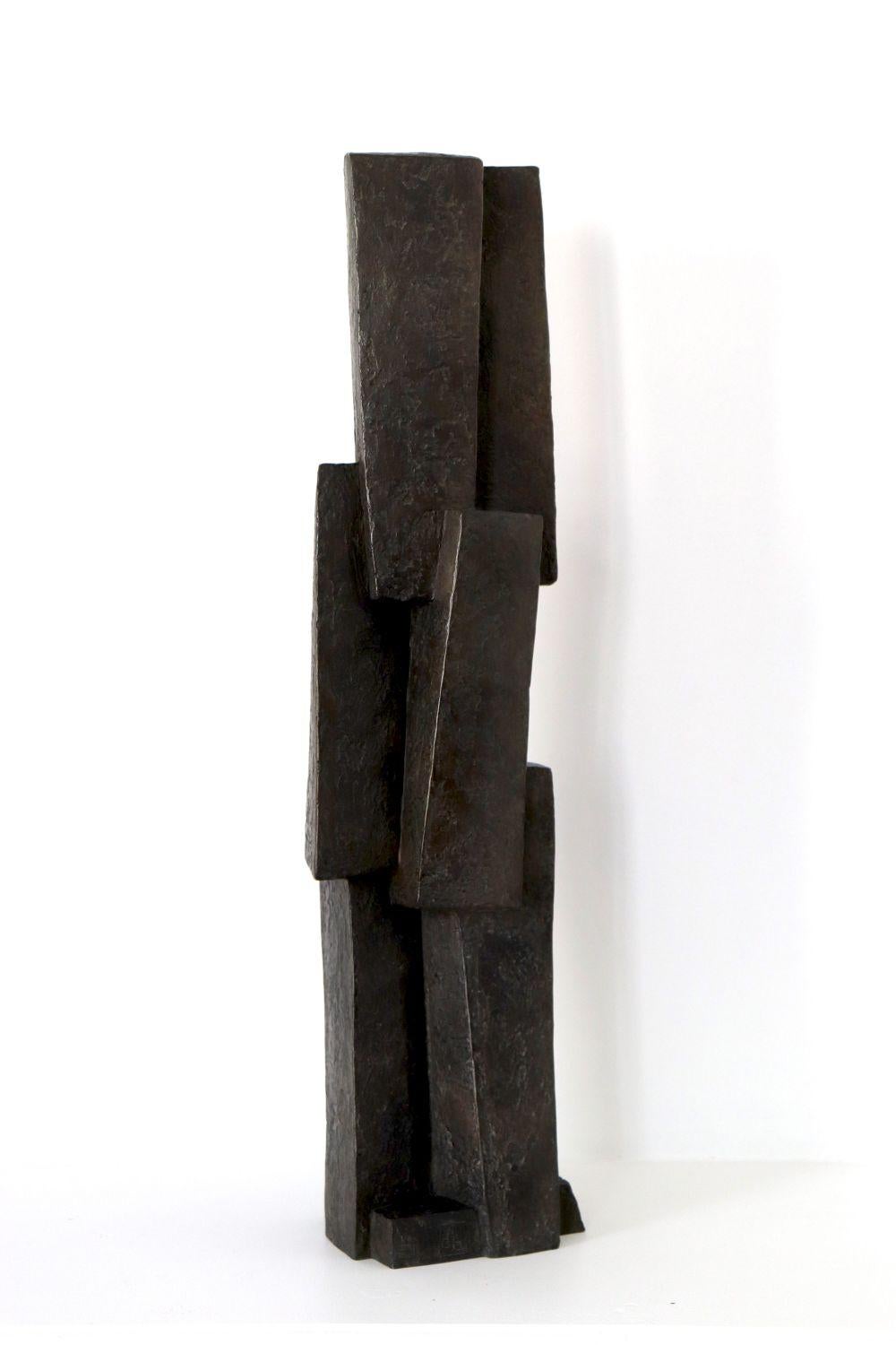 Unity III by Delphine Brabant - Abstract geometric bronze sculpture, balance For Sale 2