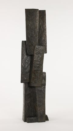 Unity III di Delphine Brabant - Scultura geometrica astratta, colonna di bronzo