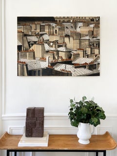 Unity V di Delphine Brabant - Scultura geometrica astratta, terracotta, marrone