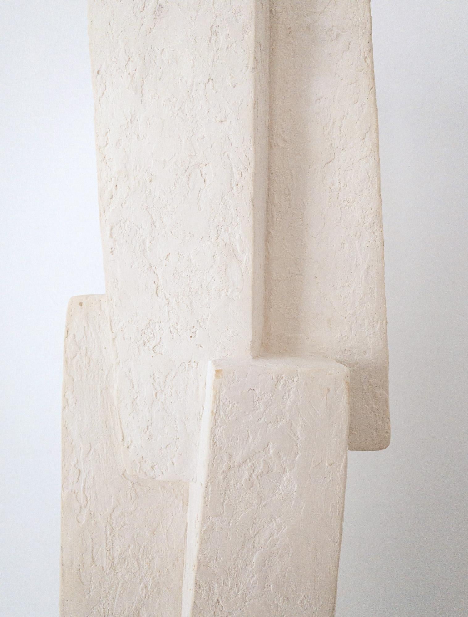 Unity VIII by Delphine Brabant - Abstract geometric sculpture, plaster, white For Sale 9