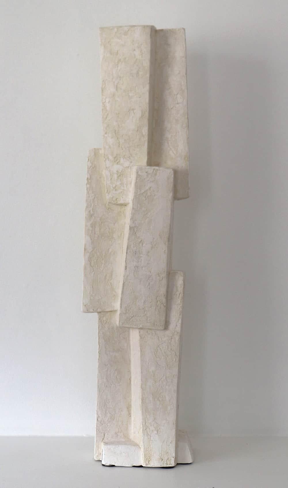 Unity VIII by Delphine Brabant - Abstract geometric sculpture, plaster, white For Sale 10