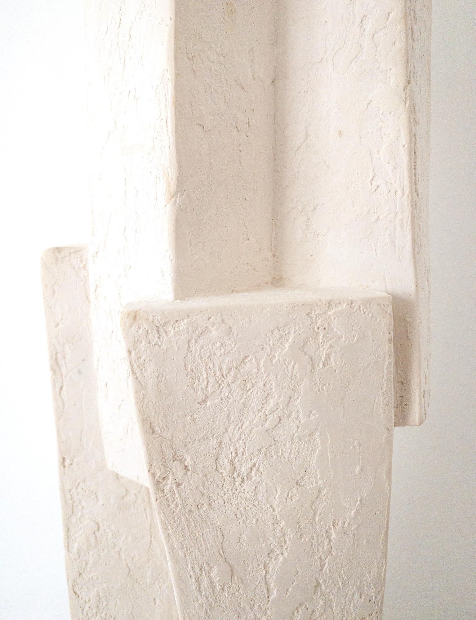 Unity VIII by Delphine Brabant - Abstract geometric sculpture, plaster, white For Sale 7