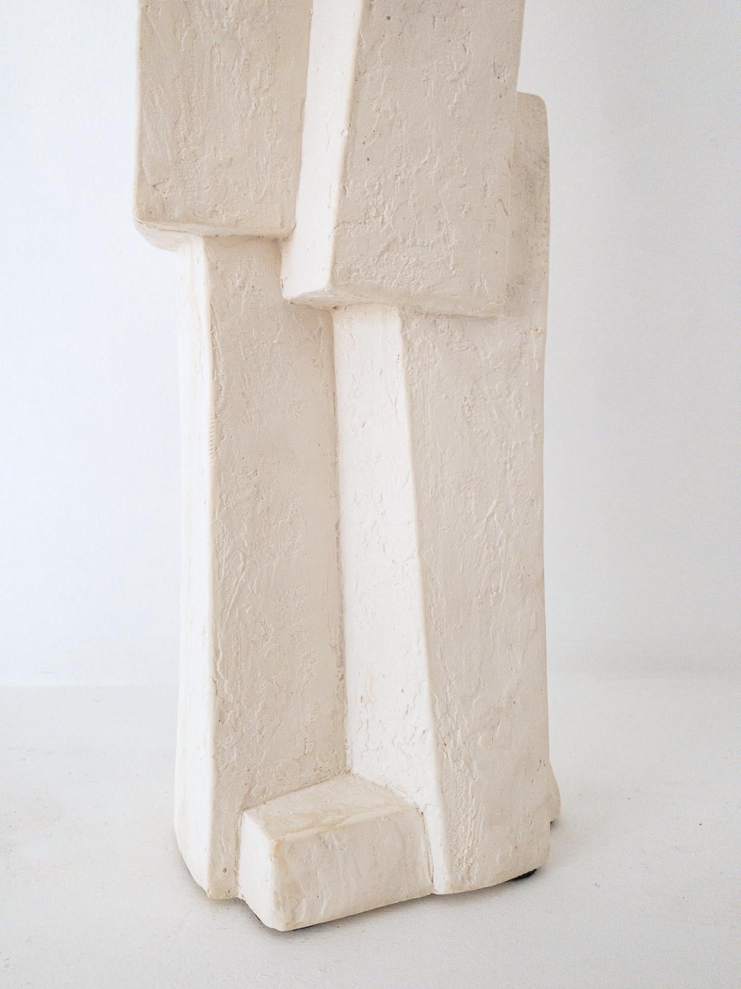 Unity VIII by Delphine Brabant - Abstract geometric sculpture, plaster, white For Sale 8
