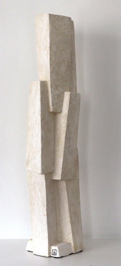 Unity VIII, plaster by Delphine Brabant - Geometric Sculpture, white