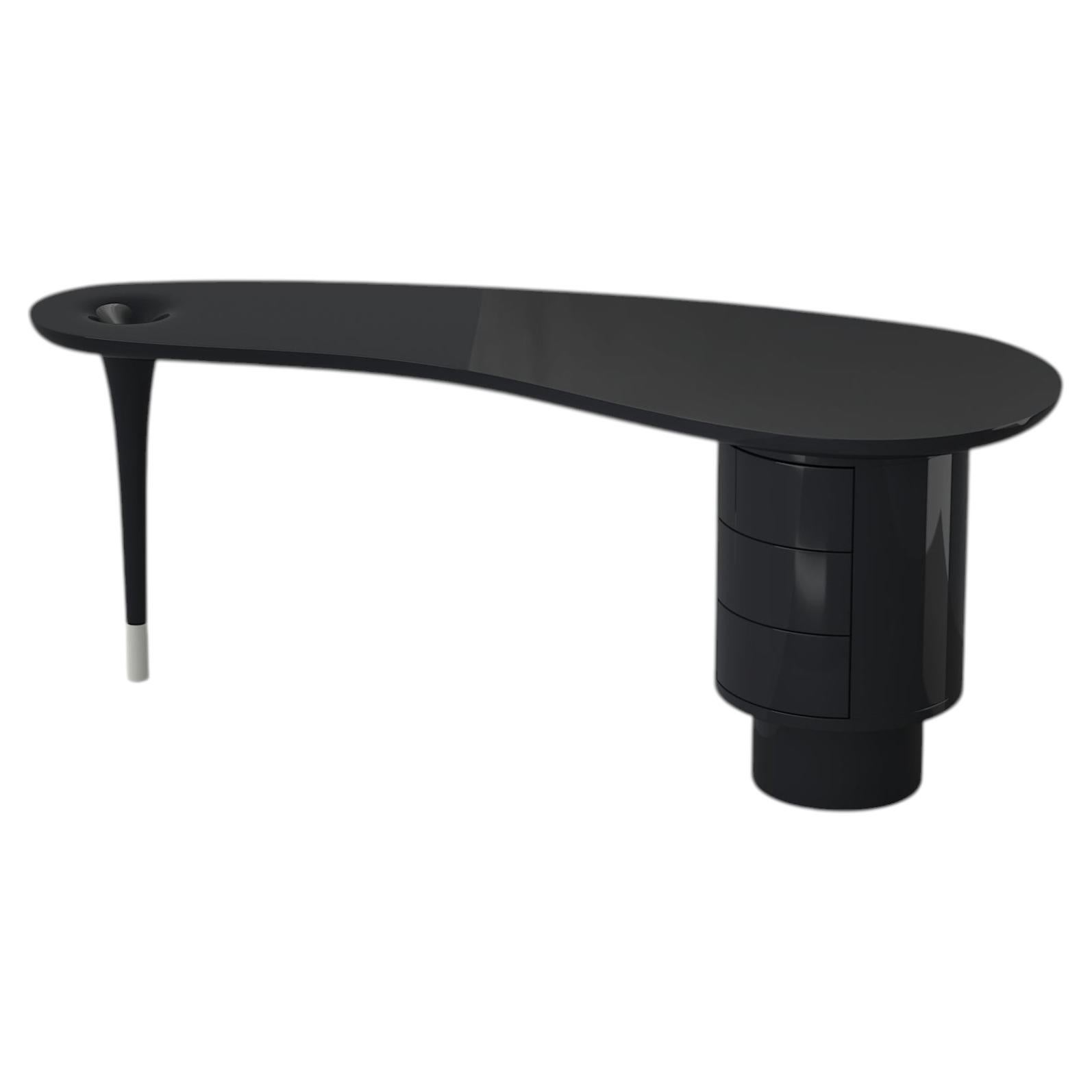 Delphine Desk Table with 3 Drawers and Glossy Lacquer Finish by Ultramobili For Sale