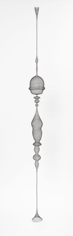 "Désir", Sculpture pendante en métal noir lisse tissé à la main