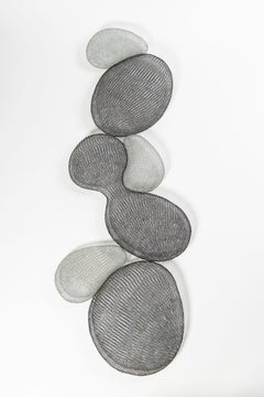 "GOUTTES", Abstract Water Drops Airy Smooth Metal Hand-Woven Wall Sculpture