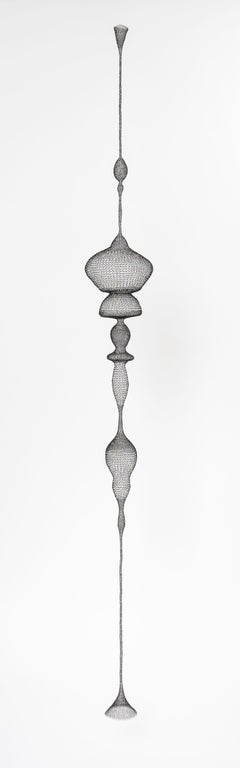 "VIBRE", scultura astratta e ariosa in metallo liscio intrecciato a mano con onde sonore 3d