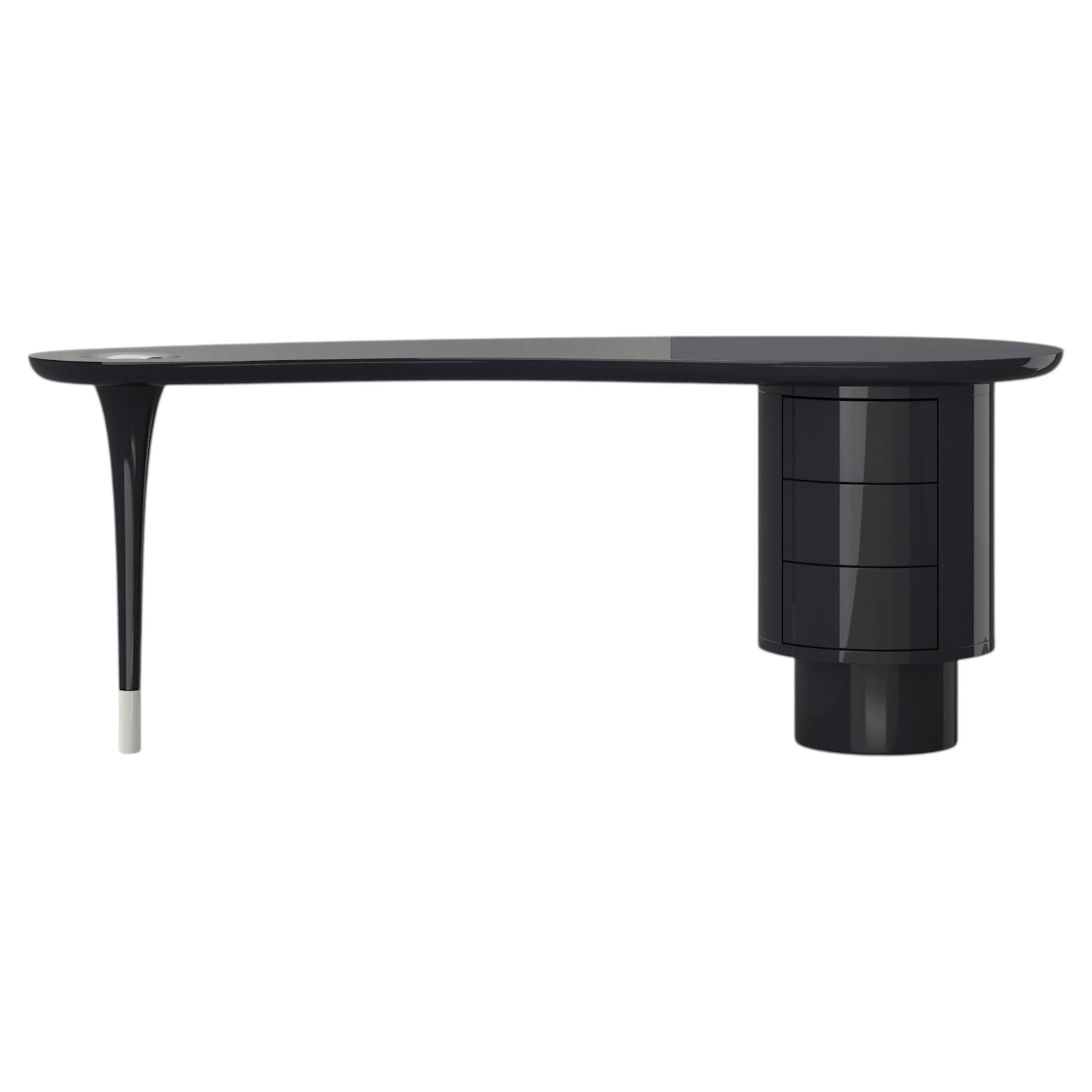 Escritorio Delphine, madera lacada en negro azabache, diseño moderno, Italia, 2026