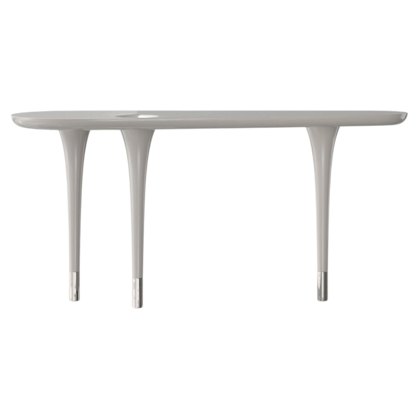 Delphine Light Greige Glossy finish console table For Sale