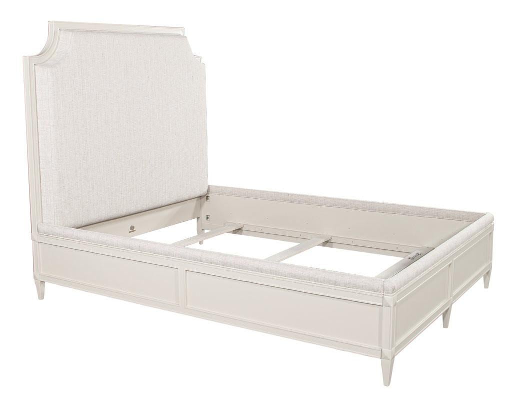 Modern Delphine Queen Size Bed Frame by Baker Furniture in Taupe Lacquered Finish For Sale
