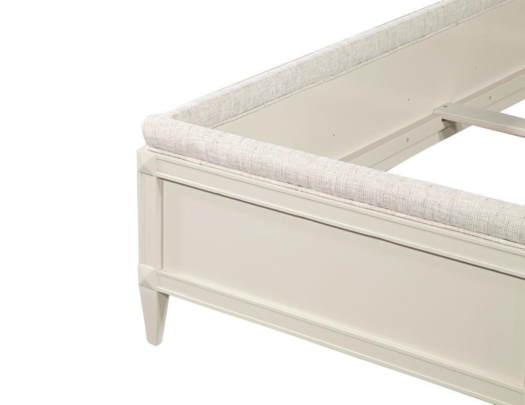 Contemporary Delphine Queen Size Bed Frame by Baker Furniture in Taupe Lacquered Finish For Sale