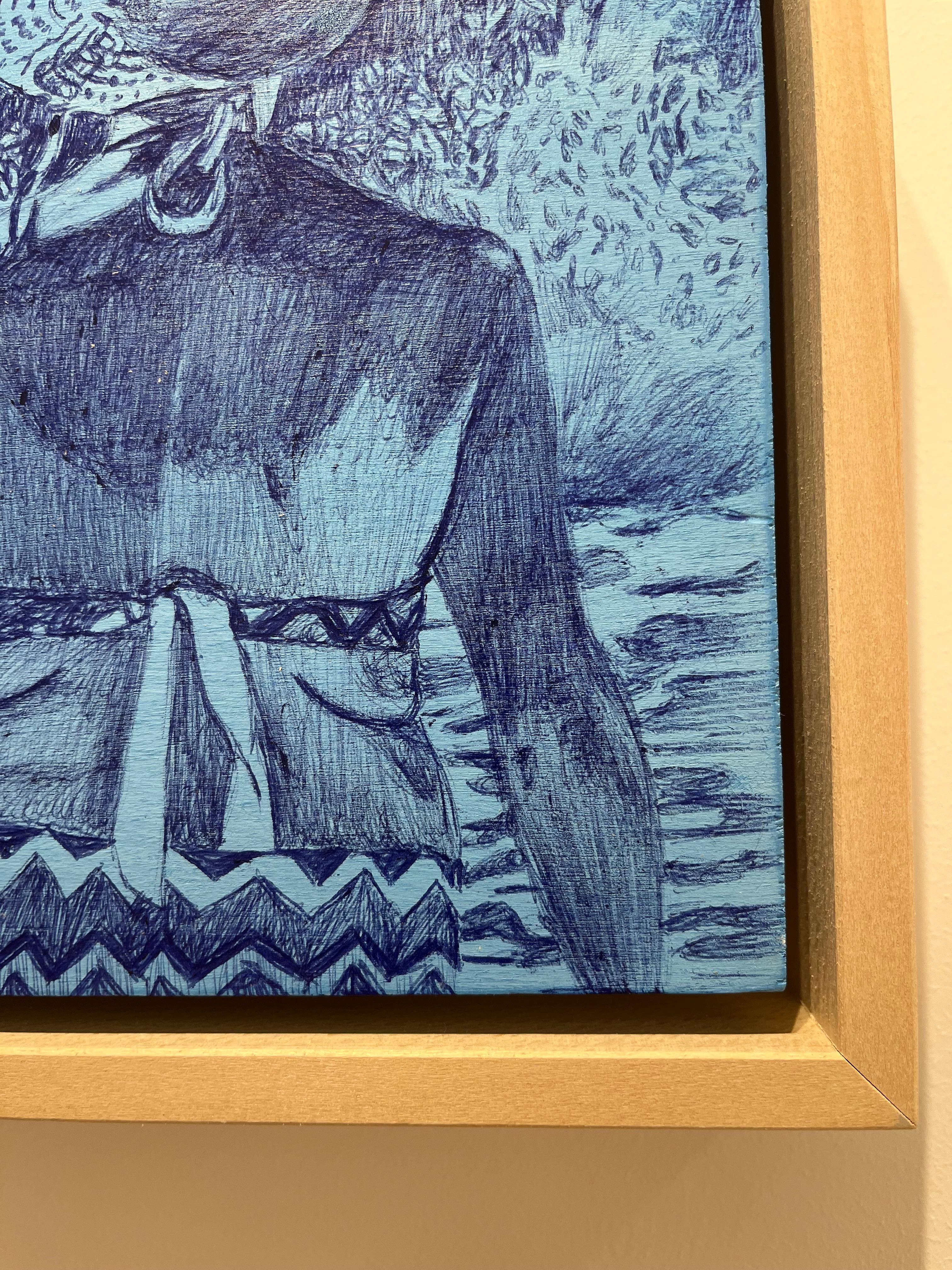 BLEU OCEAN X - Contemporary Painting by Delphine Rocher