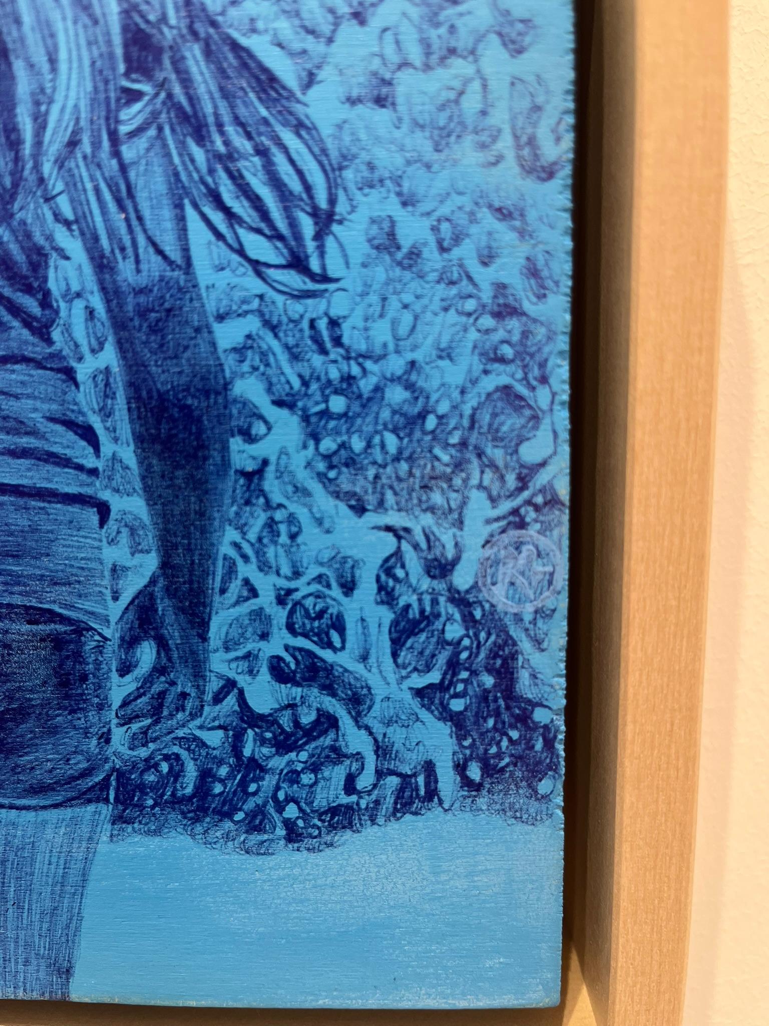 BLEU OCEAN - XX (Braun), Portrait Painting, von Delphine Rocher