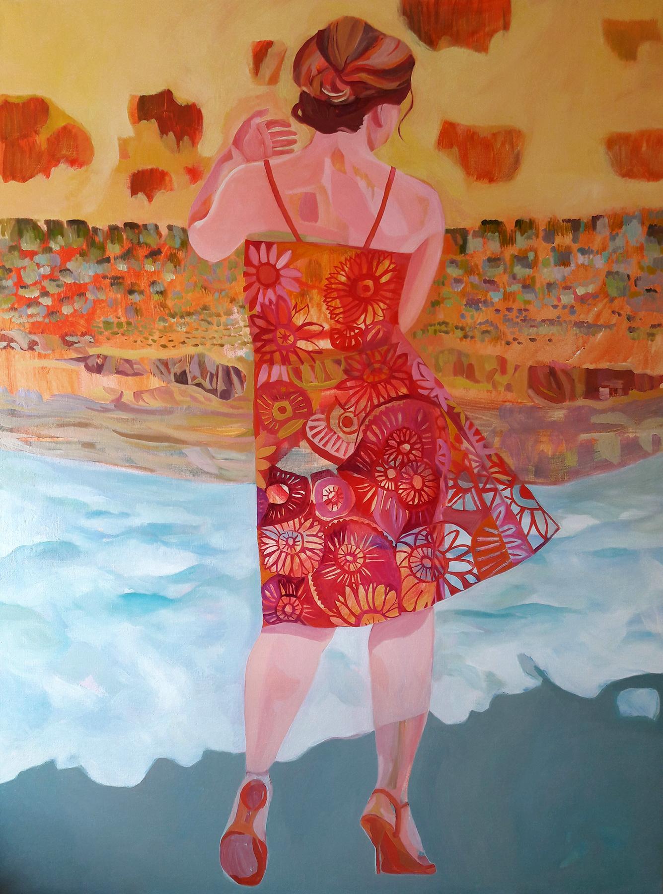 Delphine Rocher Landscape Painting - MADAME REVE 1 - oil painting