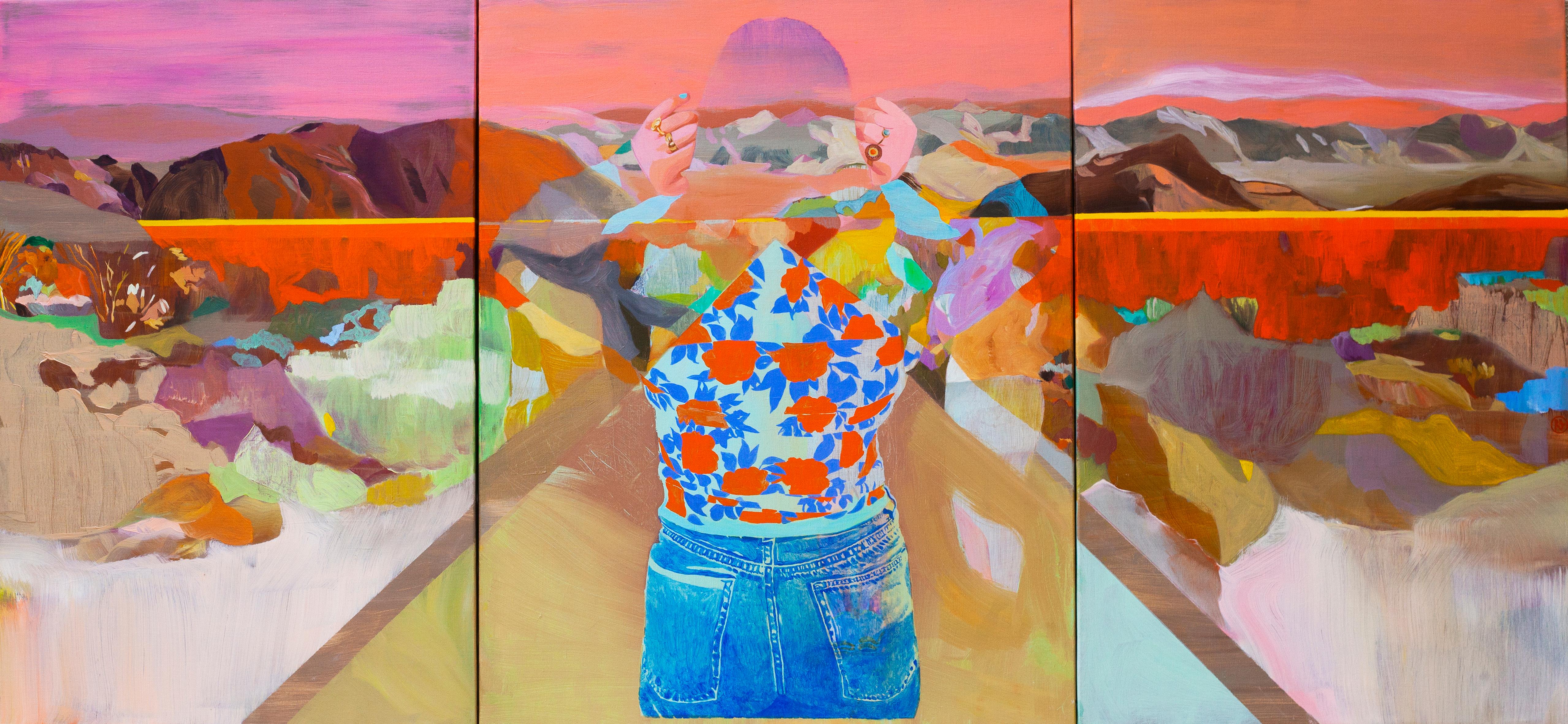 Delphine Rocher Landscape Painting – (Jetzt weiß ich) Warum wir gekommen sind - großformatiges Triptychon