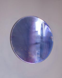 Delphinium by Courtney Kinnare, Purple Mirrored Glass Contemporary Wall Art