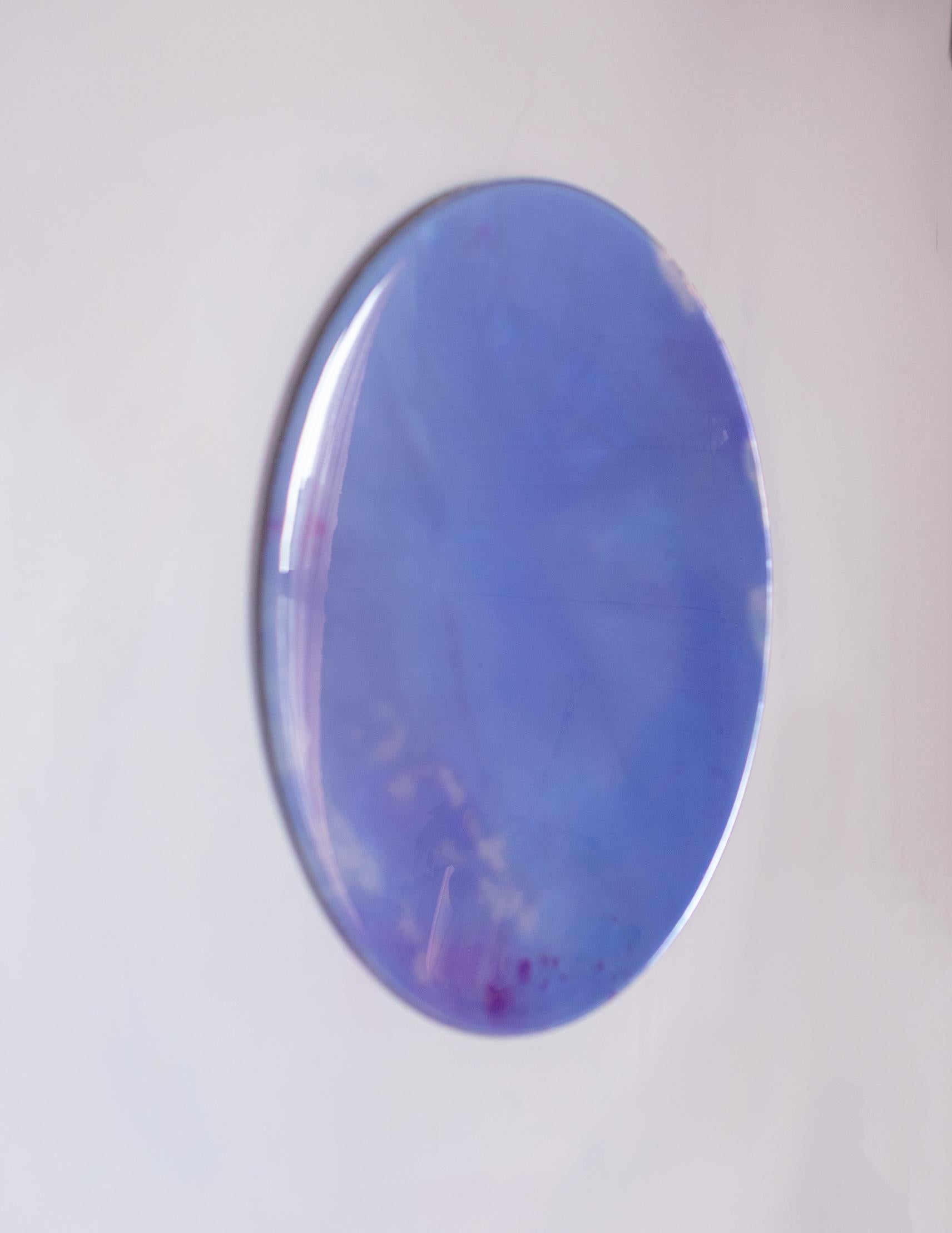 American Delphinium by Courtney Kinnare, Purple Mirrored Glass Contemporary Wall Art For Sale