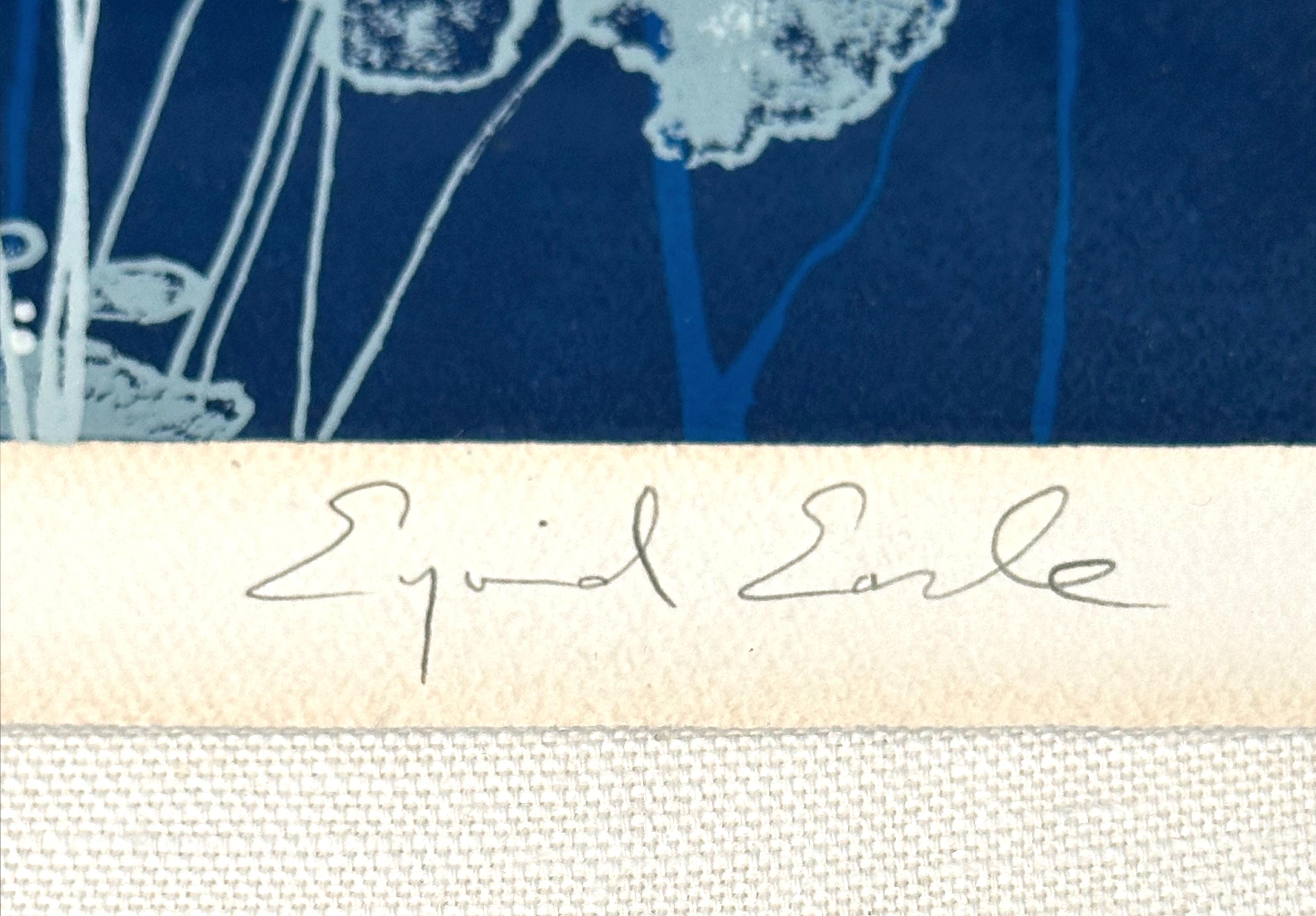 „Delphinium“ von Eyvind Earle Serigraphie auf Papier, signiert und nummeriert, gerahmt (Organische Moderne) im Angebot
