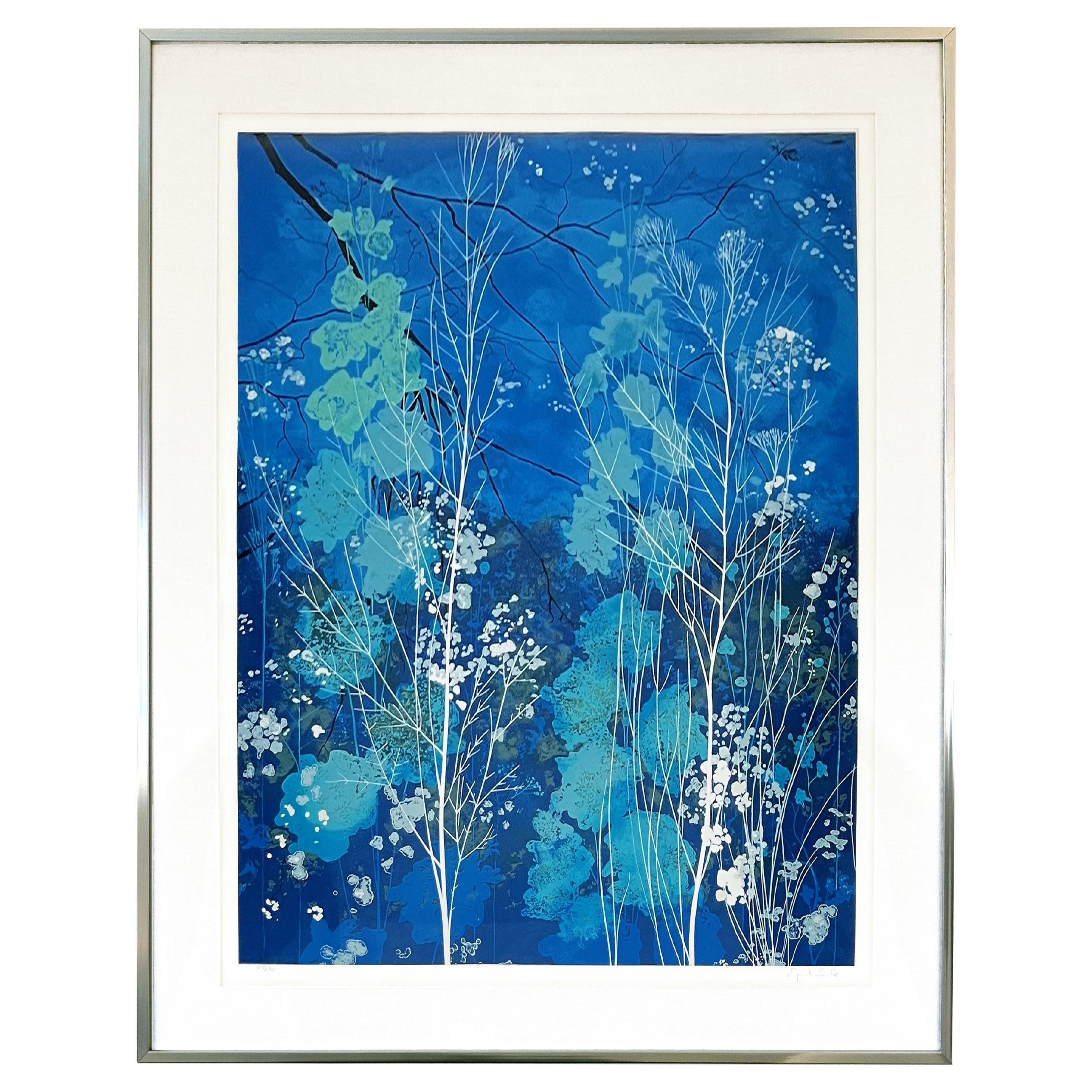 "Delphinium" by Eyvind Earle Serigraph on Paper, Signed and Numbered, Framed For Sale