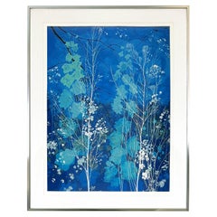 Vintage "Delphinium" by Eyvind Earle Serigraph on Paper, Signed and Numbered, Framed
