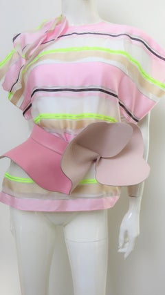 Delposo Silk Top and Flower Applique Belt