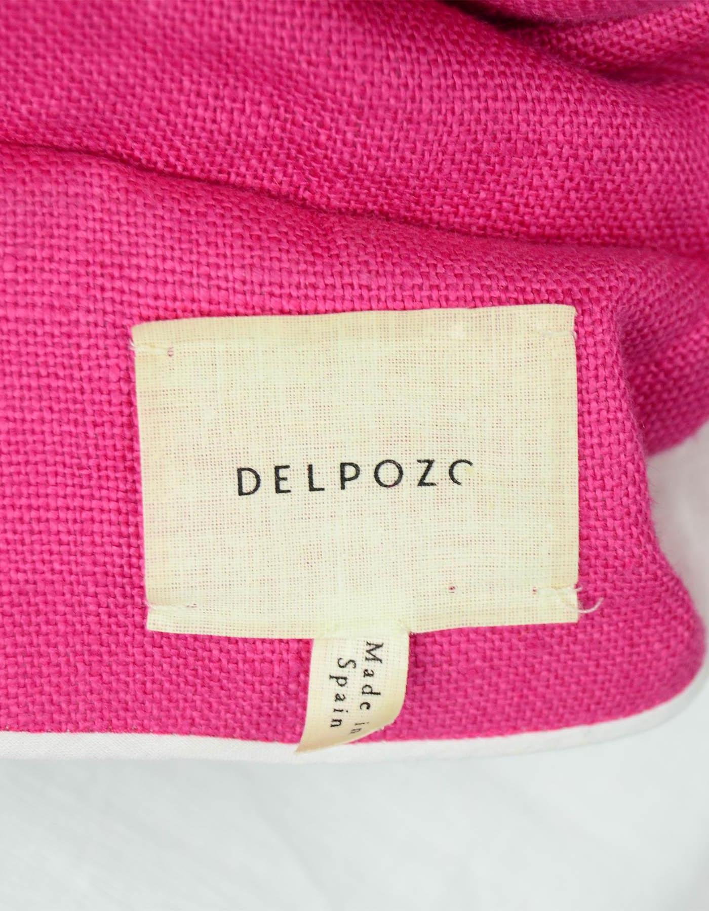 Delpozo Fuschia Fluted Linen Bell Sleeve Coat sz FR38 rt. $2, 650 In Excellent Condition In New York, NY