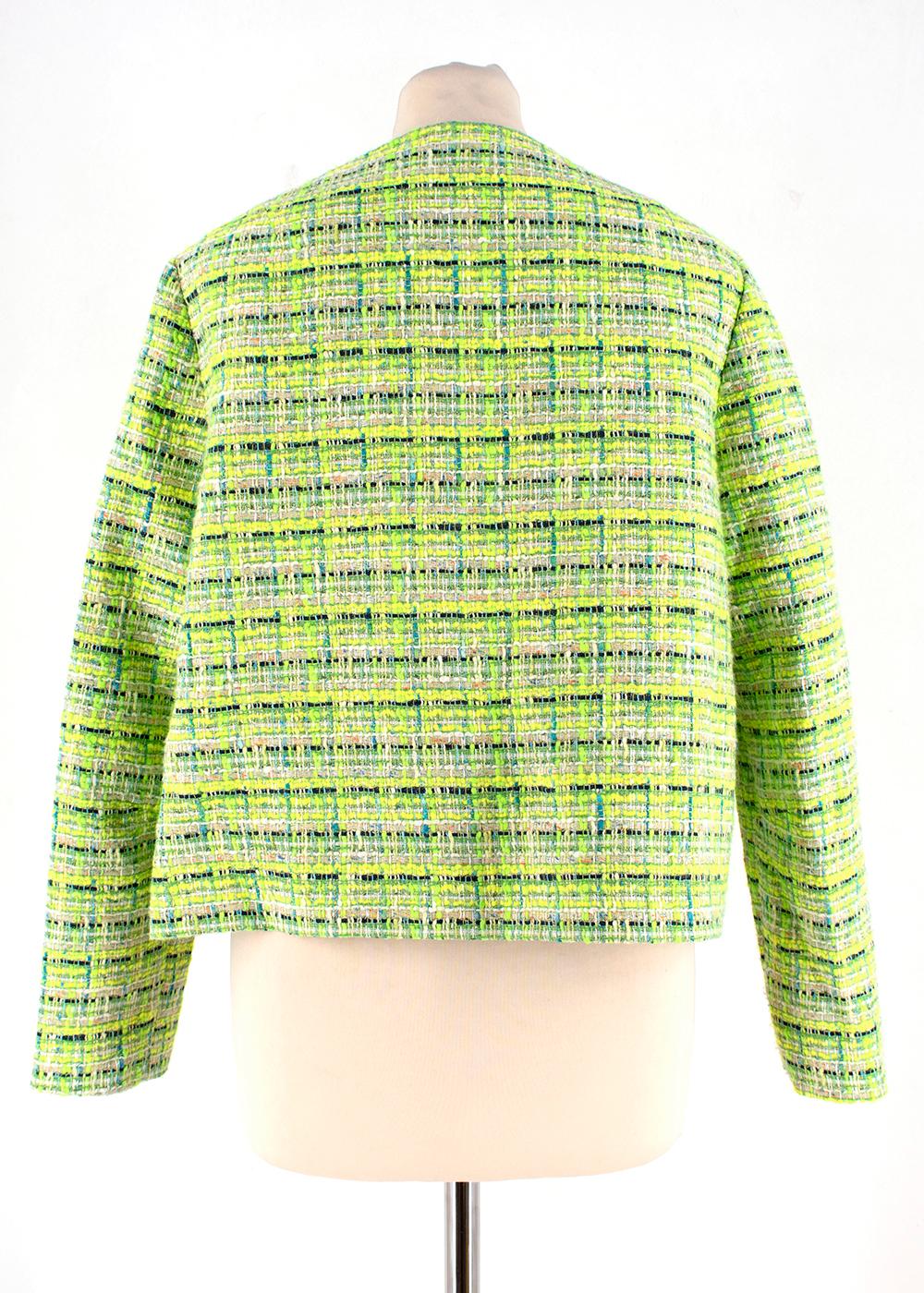  Delpozo Lime Green Woven Jacket and Trouser Suit - Size XS/S In New Condition For Sale In London, GB