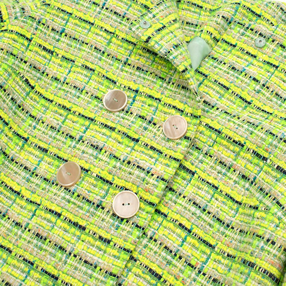  Delpozo Lime Green Woven Jacket and Trouser Suit - Size XS/S For Sale 1