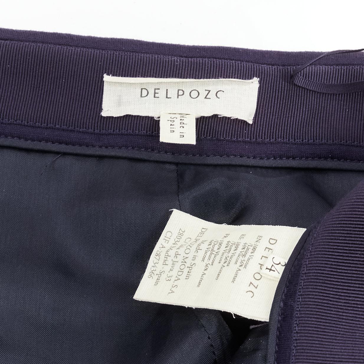 DELPOZO navy viscose sailor style rolled cuffs cropped wide leg pants FR36 S For Sale 4