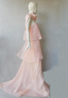DELPOZO Pret-a-Couture "Pretty in Pink" Ethereal Cascading Dress Gown NWT
