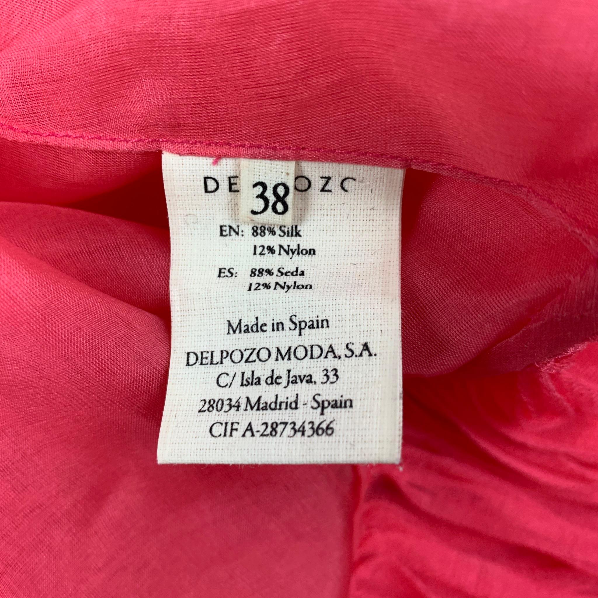 Women's DELPOZO Size 6 Pink Silk Nylon Pleated Sleeveless Dress Top