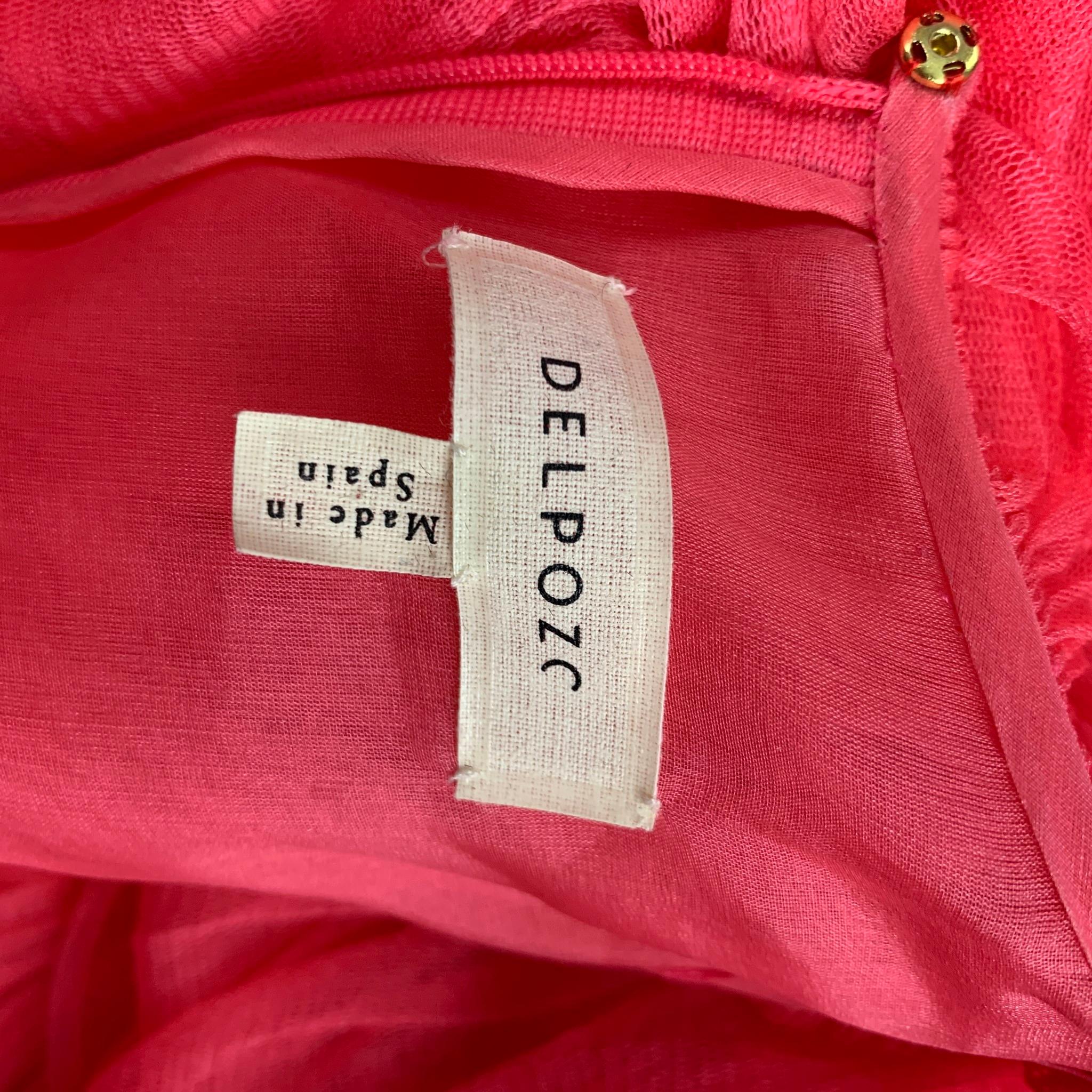 DELPOZO Size 6 Pink Silk Nylon Pleated Sleeveless Dress Top 1