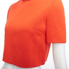 DELPOZO naranja mandarina tejido scuba cuello alto crop top FR34 XS