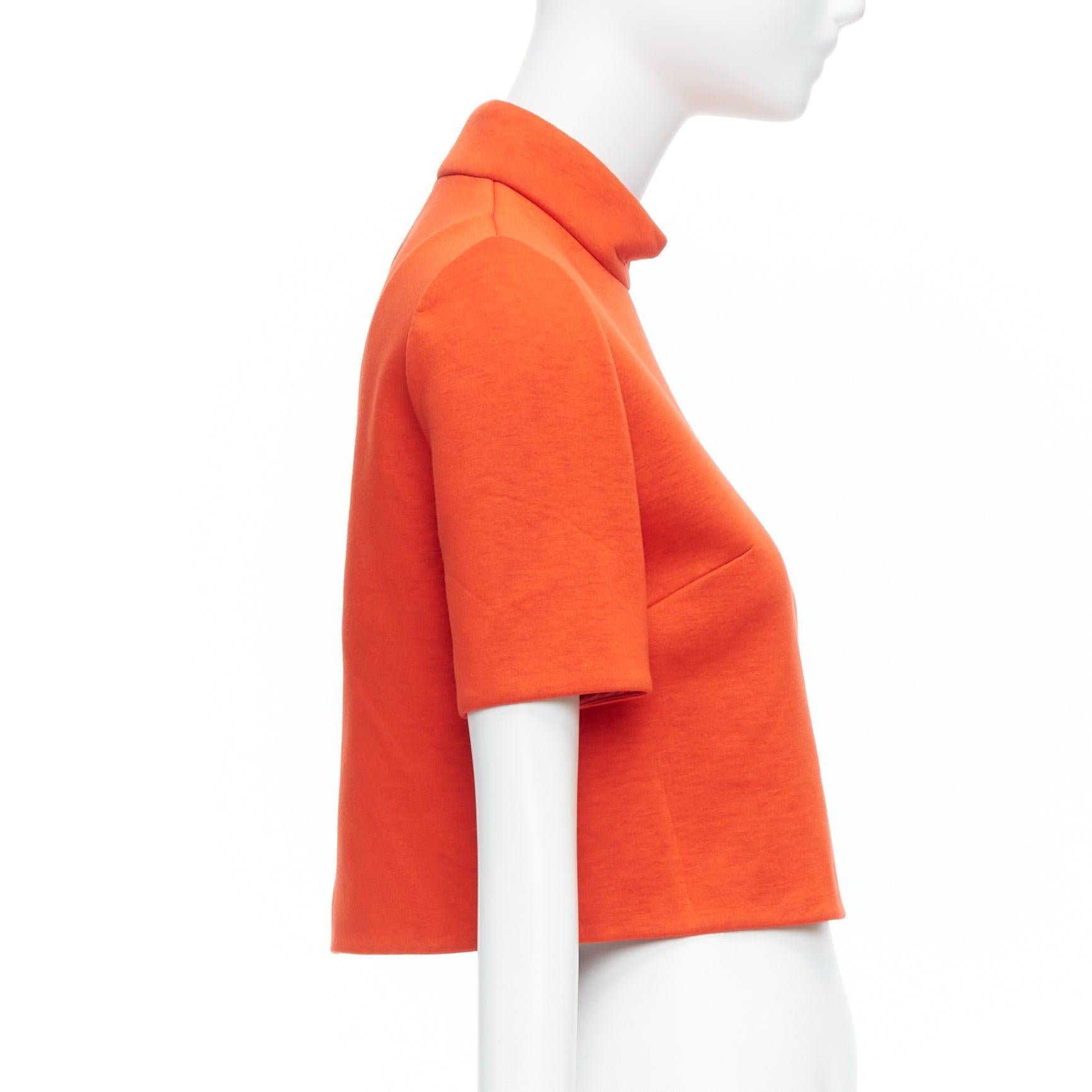 DELPOZO tangerine orange scuba fabric hi neck crop top FR34 XS In Excellent Condition For Sale In Hong Kong, NT