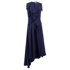 Delpozo Women's Navy Sleeveless Asymmetric Midi Dress