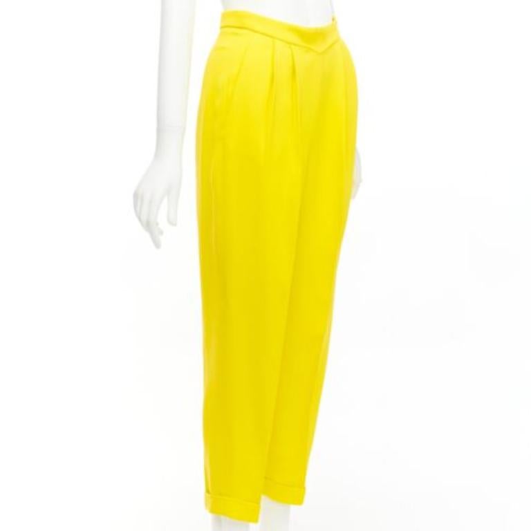 Yellow DELPOZO yellow viscose blend high V waistband harem pants FR36 S For Sale