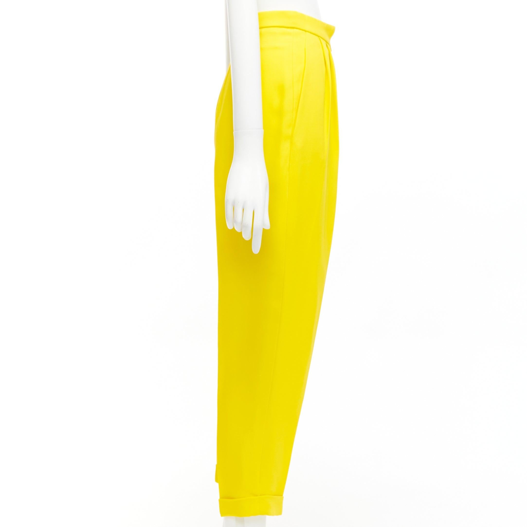 Women's DELPOZO yellow viscose blend high V waistband harem pants FR36 S For Sale