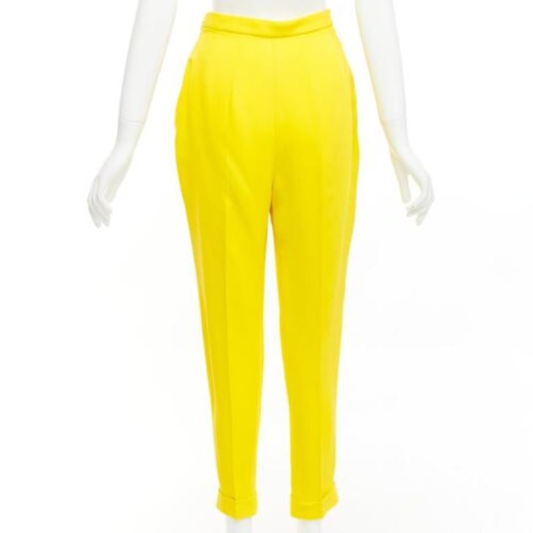 Women's DELPOZO yellow viscose blend high V waistband harem pants FR36 S For Sale