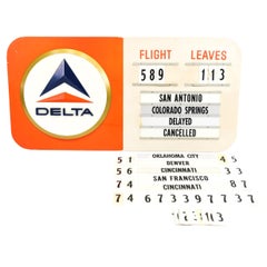 Vintage Delta Airlines Terminal Flight Board, C. 1960's