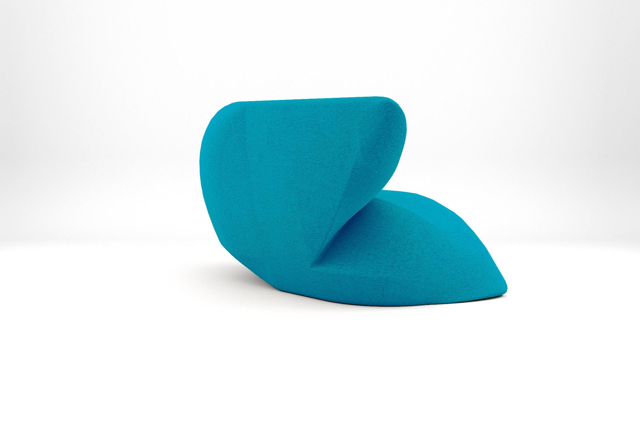 European Delta Armchair - Modern Handcrafted Sky Blue Upholstered Armchair For Sale
