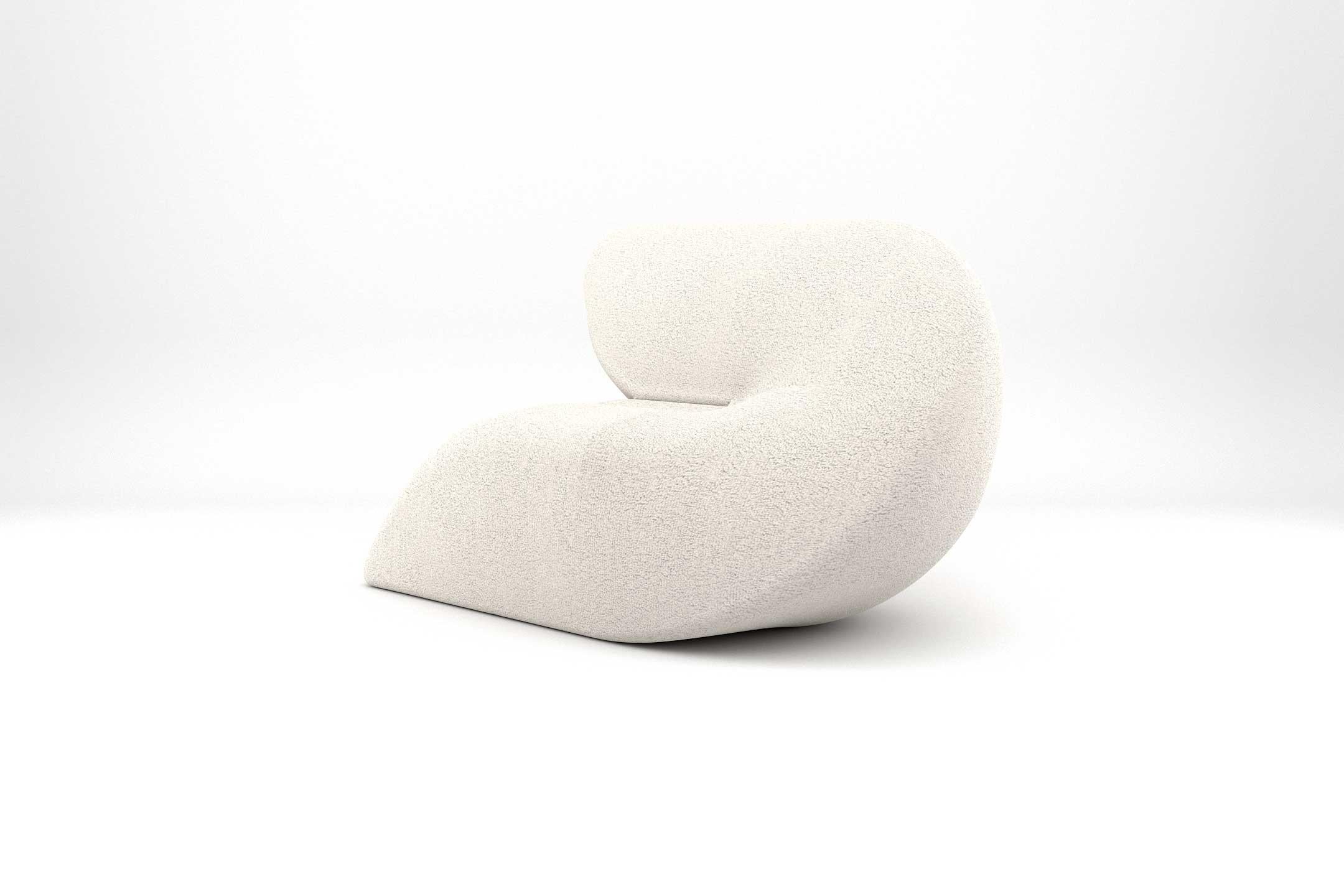 European Delta Armchair - Modern White Upholstered Armchair For Sale
