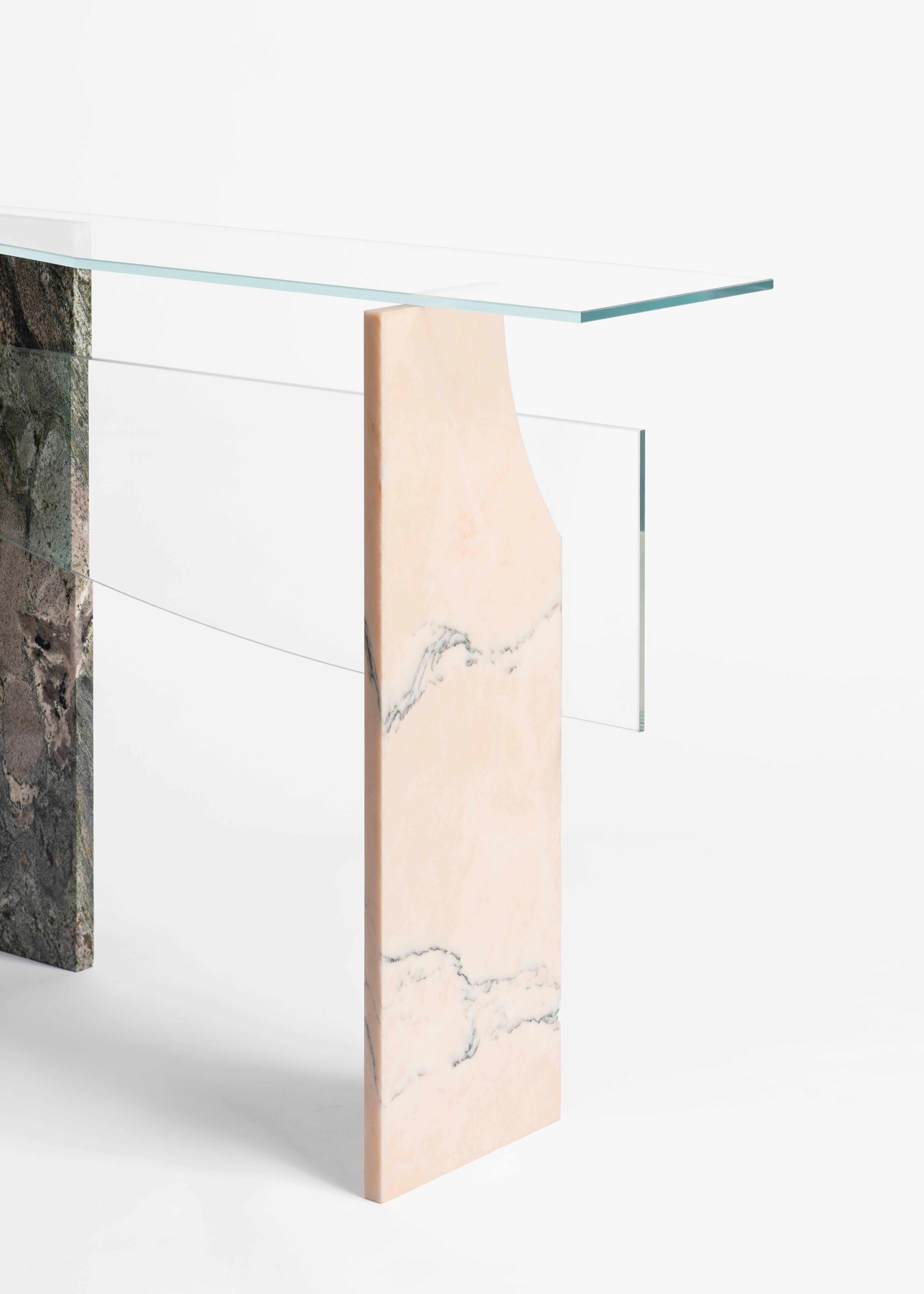 Glass Delta C Console by Frederic Saulou For Sale